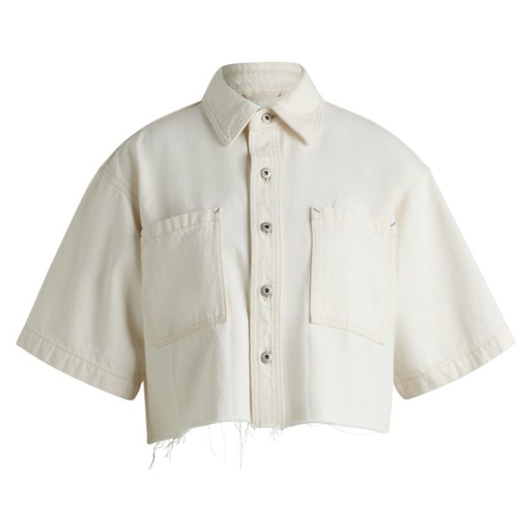 Chemisier court en denim écru à bords bruts – Hugo Boss