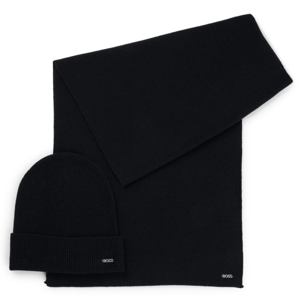 Coffret cadeau avec bonnet et écharpe côtelés – Hugo Boss