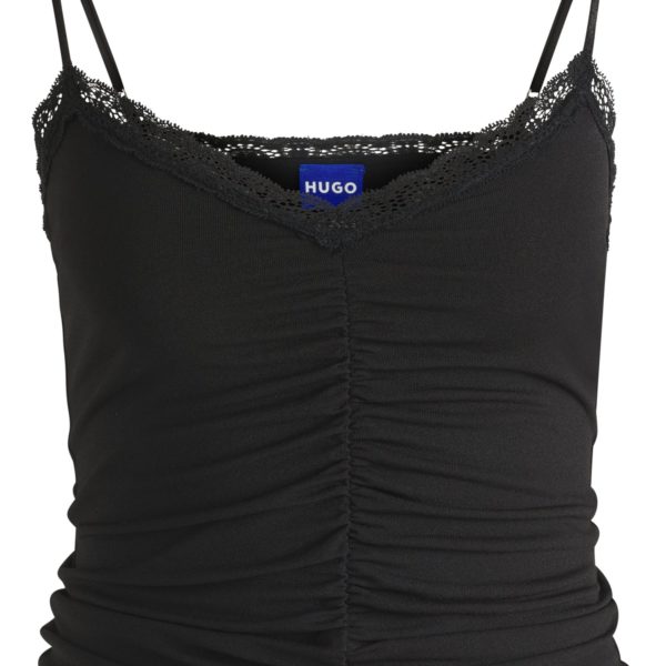 Haut avec finitions en dentelle et fronces sur le devant – Hugo Boss