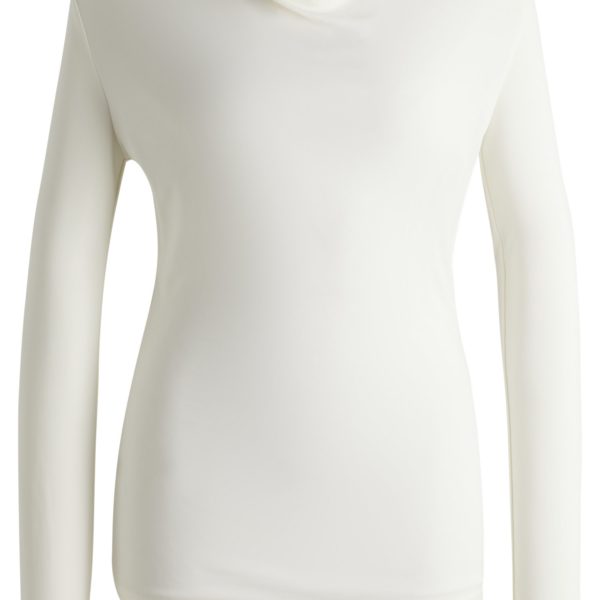 Haut en crêpe stretch à manches longues et encolure bénitier – Hugo Boss