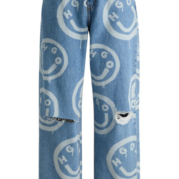 Jean Baggy effet usé à logos Happy HUGO – Hugo Boss