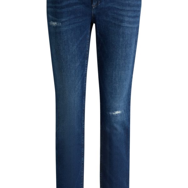 Jean bleu en denim stretch effet usé avec bas de jambes effilochés – Hugo Boss