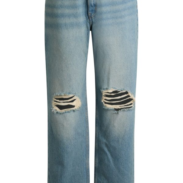 Jean coupe droite en denim bleu vert avec déchirures aux genoux – Hugo Boss