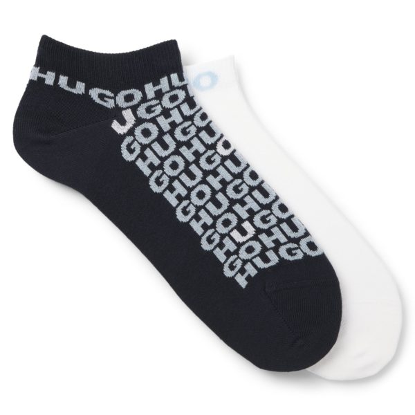 Lot de deux paires de chaussettes basses en coton mélangé à logos – Hugo Boss