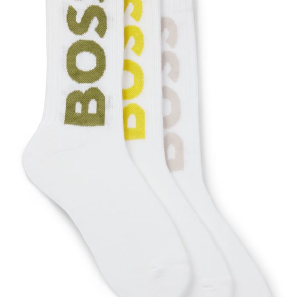 Lot de trois paires de chaussettes courtes à grands logos – Hugo Boss