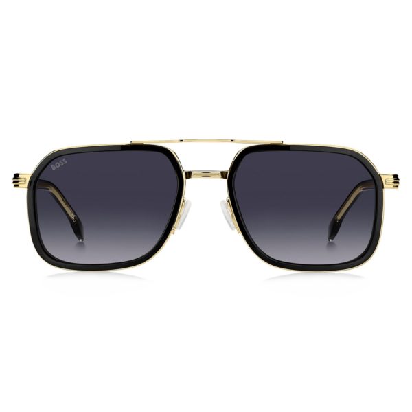 Lunettes de soleil effet superposé en acier et acétate noir – Hugo Boss