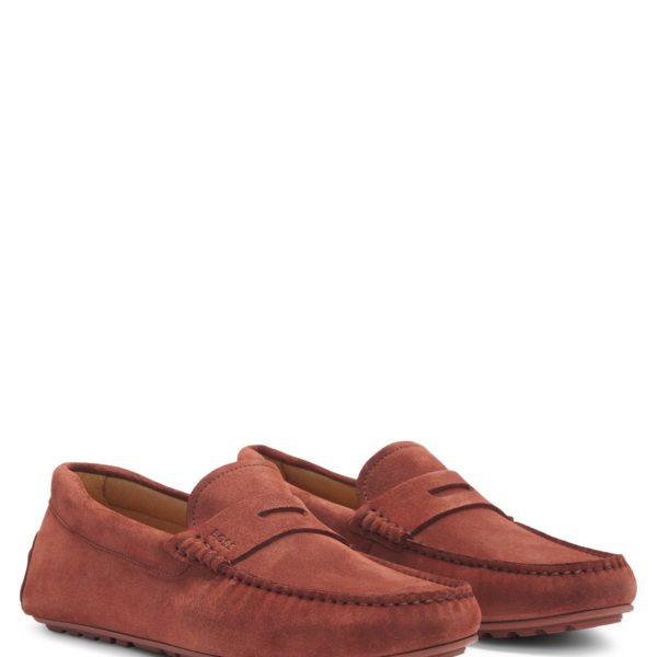 Mocassins confectionnés au Portugal en cuir suédé avec finition Penny – Hugo Boss