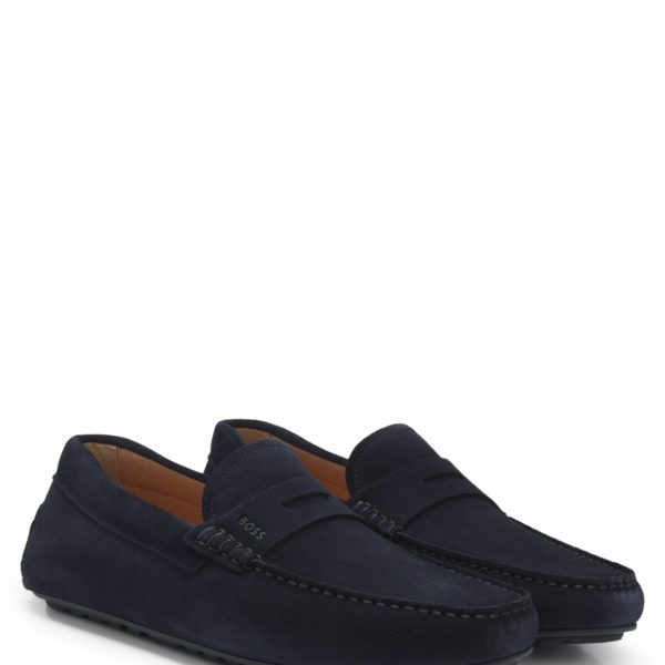 Mocassins confectionnés au Portugal en cuir suédé avec finition Penny – Hugo Boss