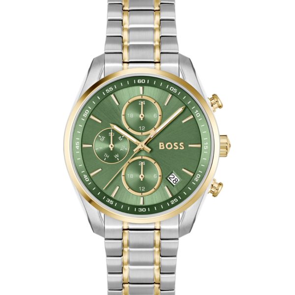 Montre bicolore avec cadran vert et bracelet à cinq maillons – Hugo Boss