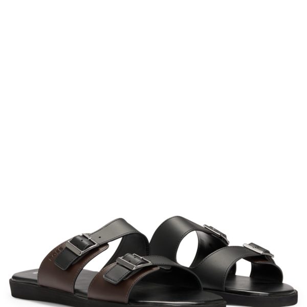 Hugo Boss Mules à boucles avec deux brides en similicuir