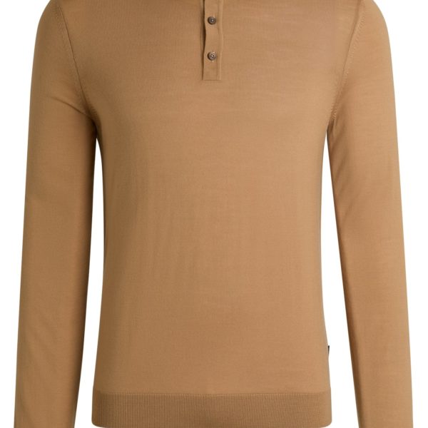 Pull en laine vierge italienne avec manches longues et col polo – Hugo Boss