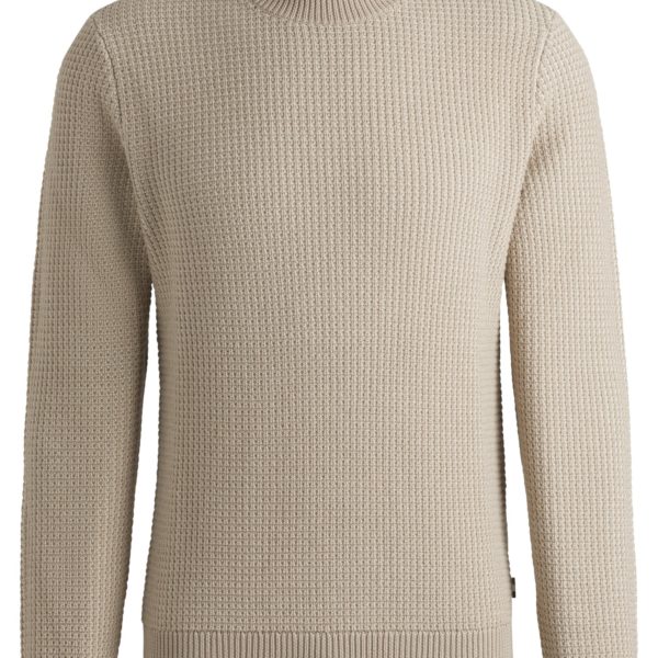 Pull à col montant en coton et laine vierge – Hugo Boss