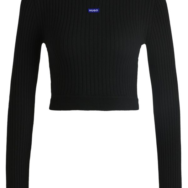 Pull court avec étiquette logotée bleue – Hugo Boss