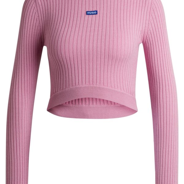 Pull court avec étiquette logotée bleue – Hugo Boss