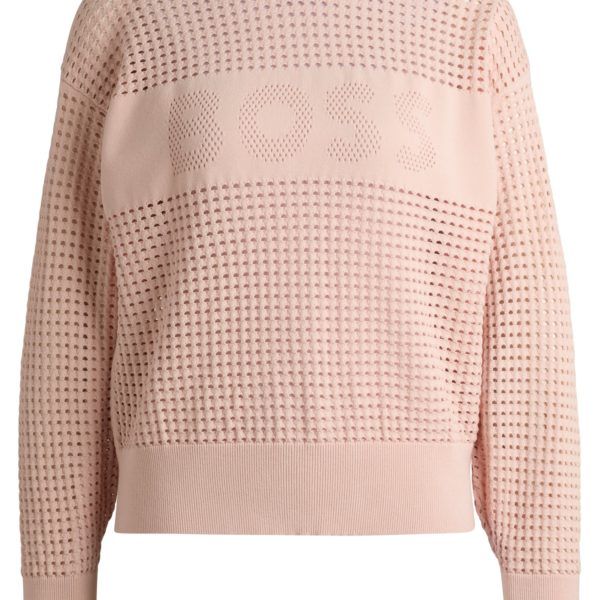 Pull en maille ajourée avec logo – Hugo Boss
