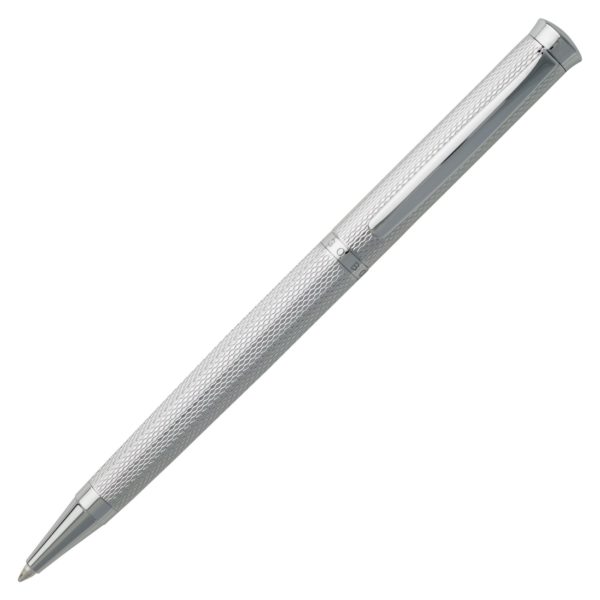 Stylo à bille plaqué chrome avec losanges gravés – Hugo Boss