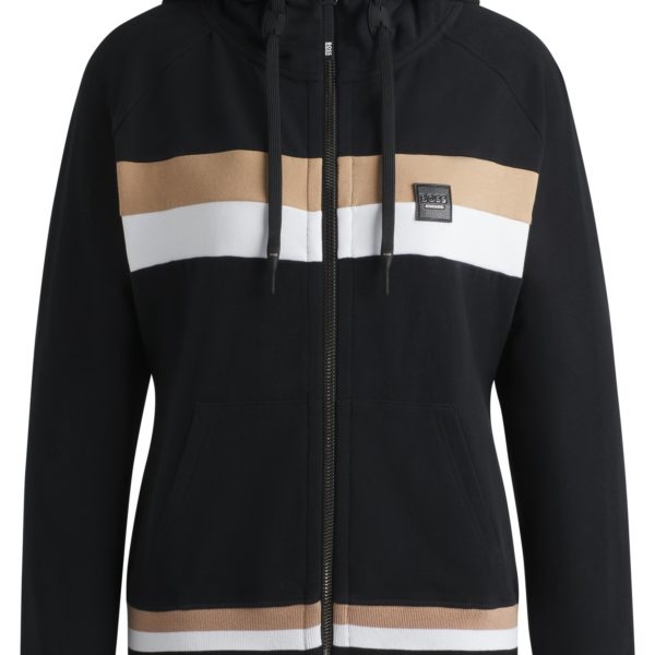 Sweat à capuche d’équitation en coton stretch italien avec fermeture éclair – Hugo Boss
