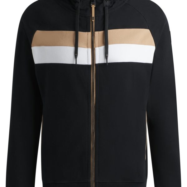 Sweat à capuche d’équitation en coton stretch italien avec fermeture éclair – Hugo Boss