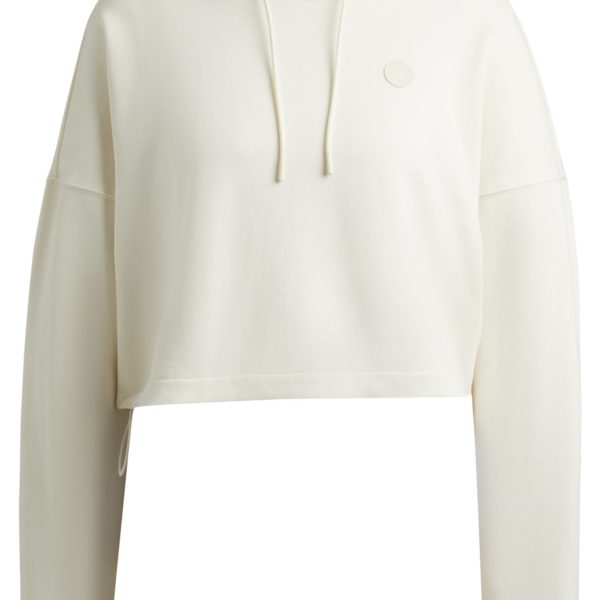 Sweat à capuche raccourci en molleton de coton avec badge logoté Happy HUGO – Hugo Boss