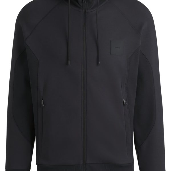 Hugo Boss Sweat à capuche zippé en coton mélangé avec patch logoté