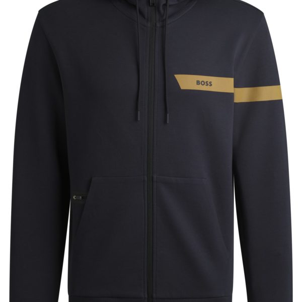 Hugo Boss Sweat à capuche zippé en coton stretch avec logo