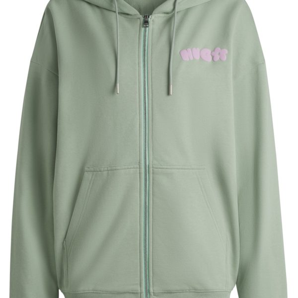 Sweat à capuche zippé en molleton de coton avec imprimé de la saison – Hugo Boss