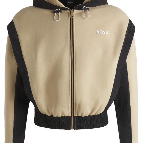Sweat zippé à capuche en coton mélangé color block – Hugo Boss
