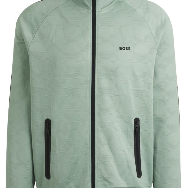 Sweat zippé en jacquard cercle à rayures latérales – Hugo Boss