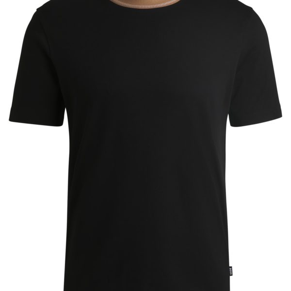 T-shirt Slim en coton mercerisé avec col à rayure – Hugo Boss