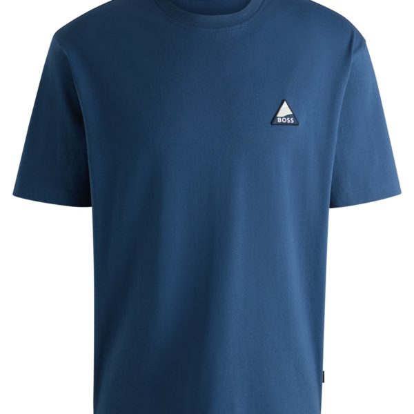 T-shirt décontractée en coton avec patch logoté – Hugo Boss