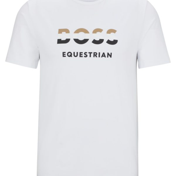 T-shirt d’équitation à manches courtes en coton stretch avec logo – Hugo Boss