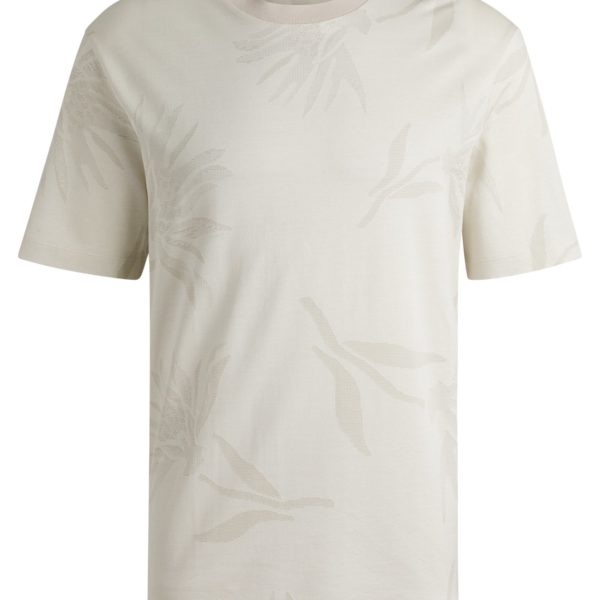 T-shirt en coton mercerisé avec jacquard à fleurs – Hugo Boss