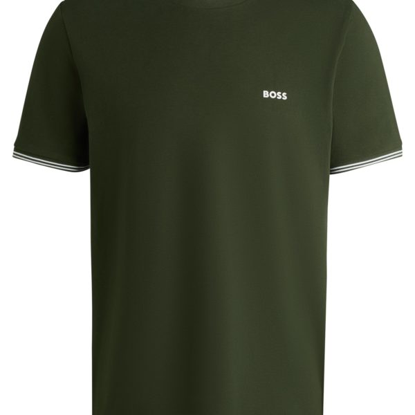 T-shirt en coton stretch avec rayures et logo – Hugo Boss