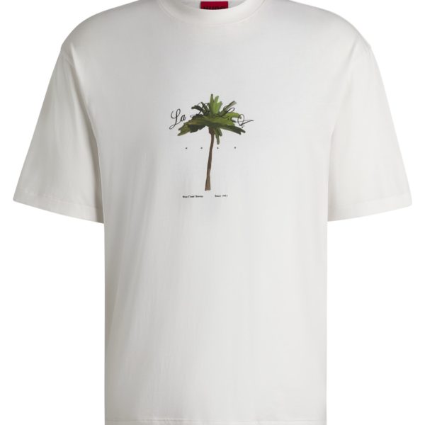 T-shirt en jersey de coton à imprimé palmier – Hugo Boss