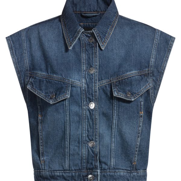 Veste carrée sans manches en denim indigo – Hugo Boss
