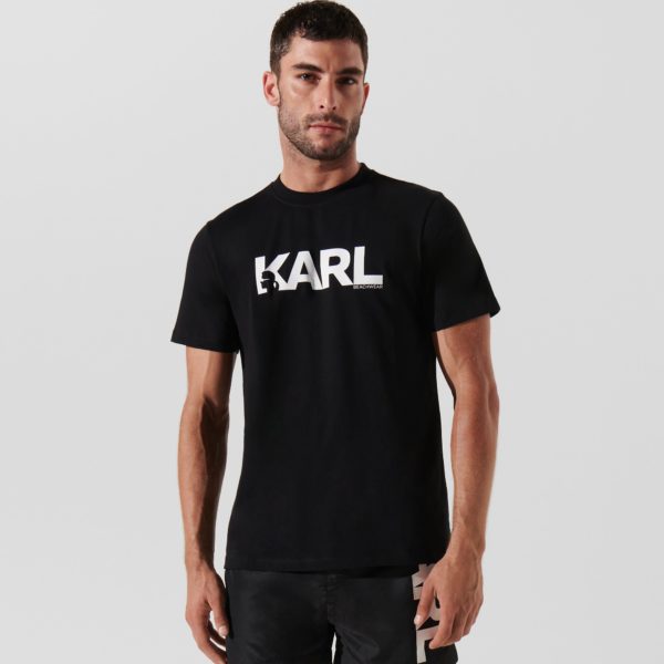 Karl Lagerfeld, T-shirt De Plage À Logo Karl, Homme, Noir/Blanc, Taille: XXXL