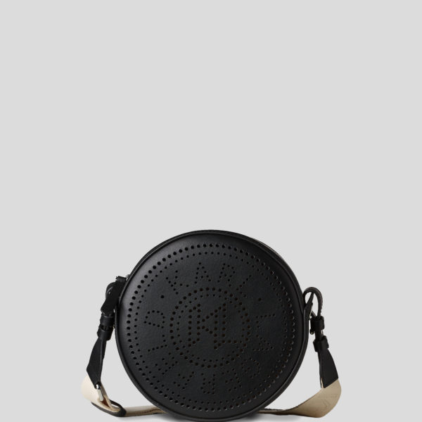 Karl Lagerfeld, Sac Bandoulière À Logo Perforé Circulaire K/circle, Femme, Noir, Taille: X00
