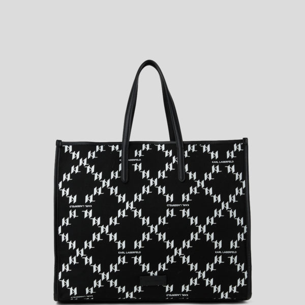 Karl Lagerfeld, Sac Cabas Kl Monogram, Femme, Noir, Taille: X00