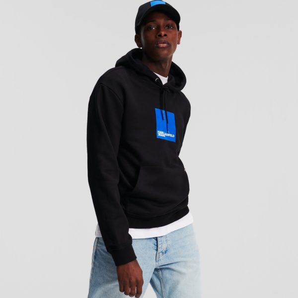 KL Jeans, Sweat À Capuche Avec Logo Klj Encadré, Homme, Noir, Taille: XXXL