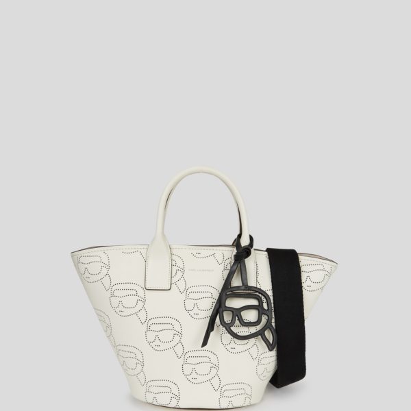 Karl Lagerfeld, Sac Cabas Perforé Ikon, Femme, Blanc Cassé, Taille: X00