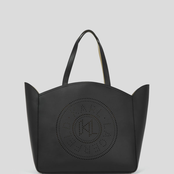 Karl Lagerfeld, Grand Sac Cabas Perforé K/circle, Femme, Noir, Taille: X00