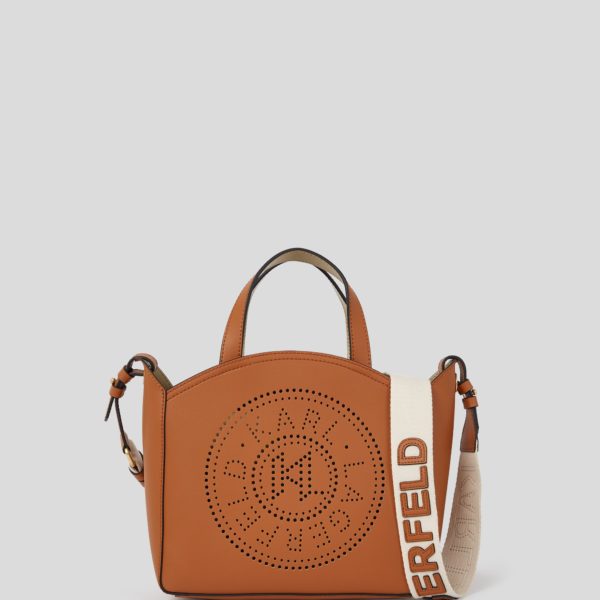 Karl Lagerfeld, Petit Sac Cabas Perforé K/circle, Femme, Brun, Taille: X00