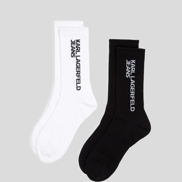 KL Jeans, Chaussettes À Logo Klj – Lot De 2 paires, Homme, Blanc/Noir, Taille: X4246