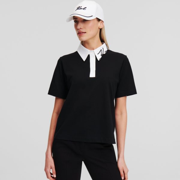 Karl Lagerfeld, Polo Karl Signature, Femme, Noir, Taille: XXXL