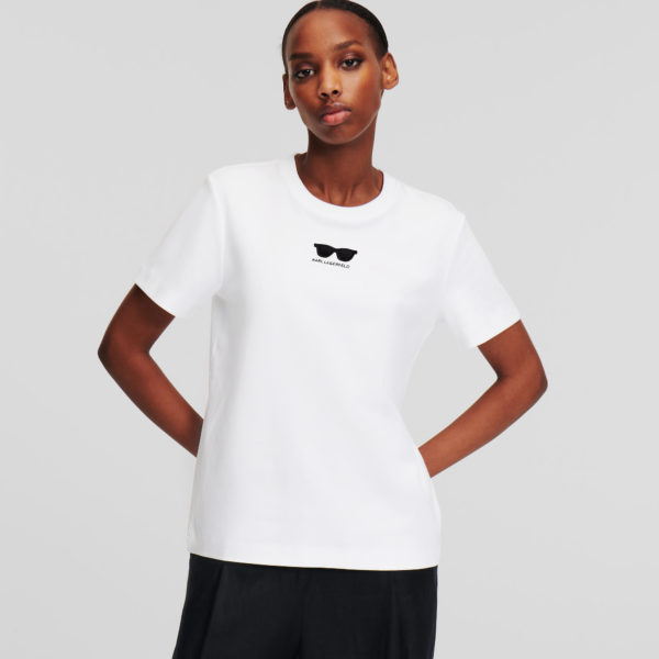 Karl Lagerfeld, T-shirt Lunettes De Soleil, Femme, Blanc, Taille: XXXL
