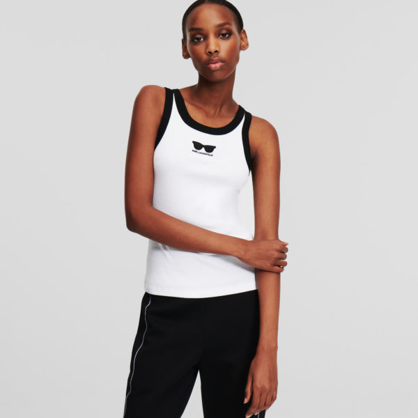 Karl Lagerfeld, Débardeur Lunettes De Soleil, Femme, Blanc, Taille: XXXL