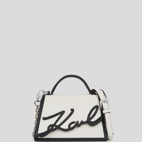 Karl Lagerfeld, Petit Sac Bandoulière K/signature, Femme, Blanc/Noir, Taille: X00