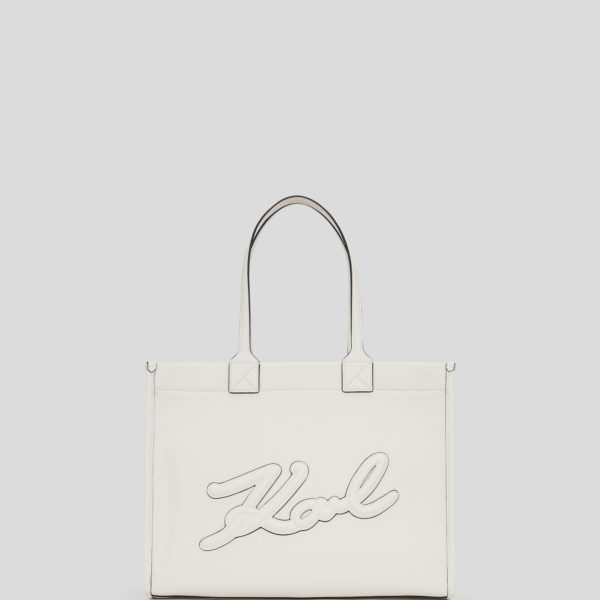Karl Lagerfeld, Grand Cabas En Cuir Grainé K/skuare, Femme, Blanc Cassé, Taille: X00