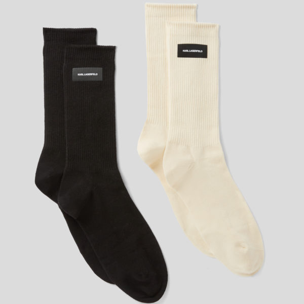 Karl Lagerfeld, Chaussettes À Logo Essential – Lot De 2 paires, Femme, Noir/Blanc, Taille: X00