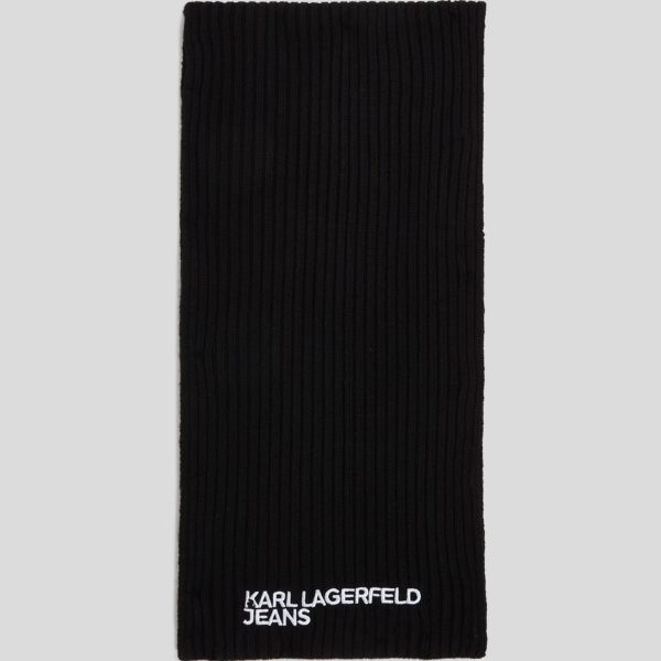 KL Jeans, Écharpe Cotelée À Logo Klj, Homme, Noir, Taille: X00